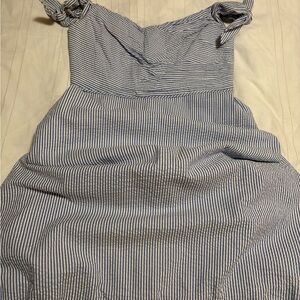 J. Crew Strapless Blue and White Dress